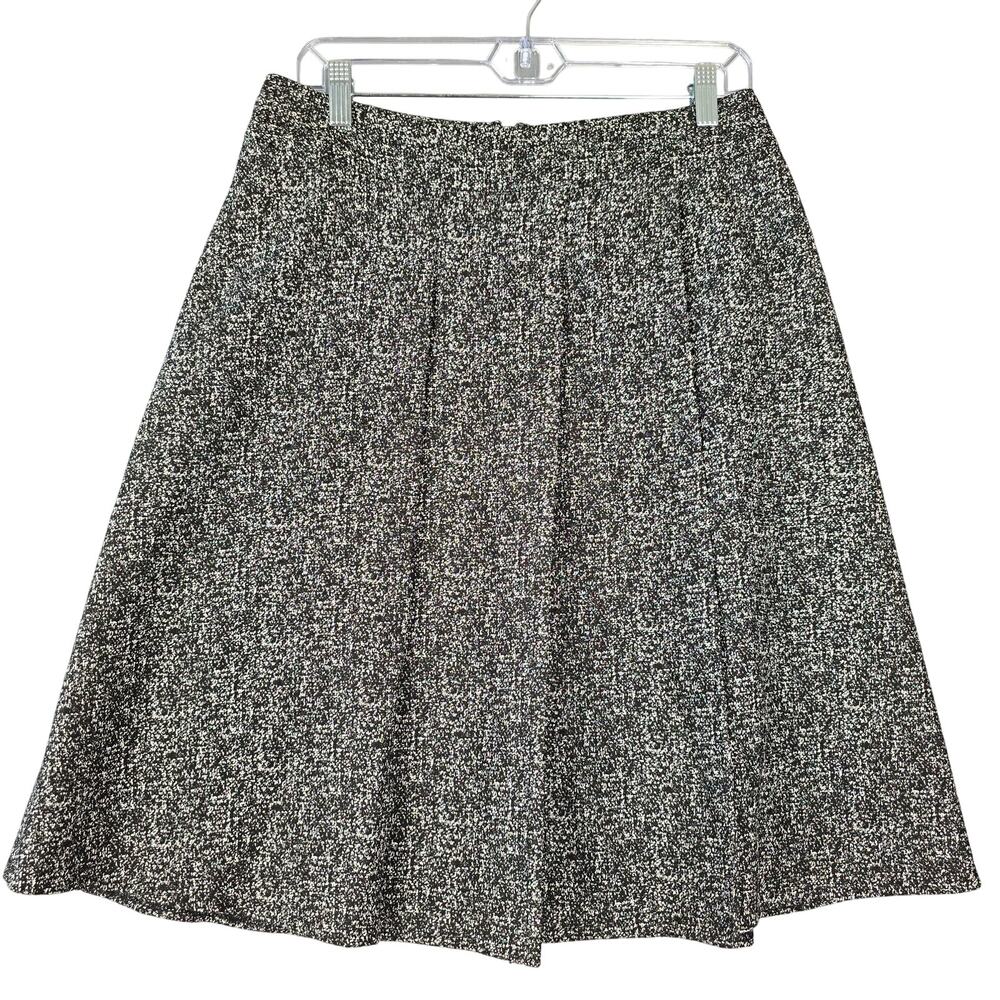 The Limited Black White Speckled Mini Skirt Unlined Pleated A-Line Womens Size 8